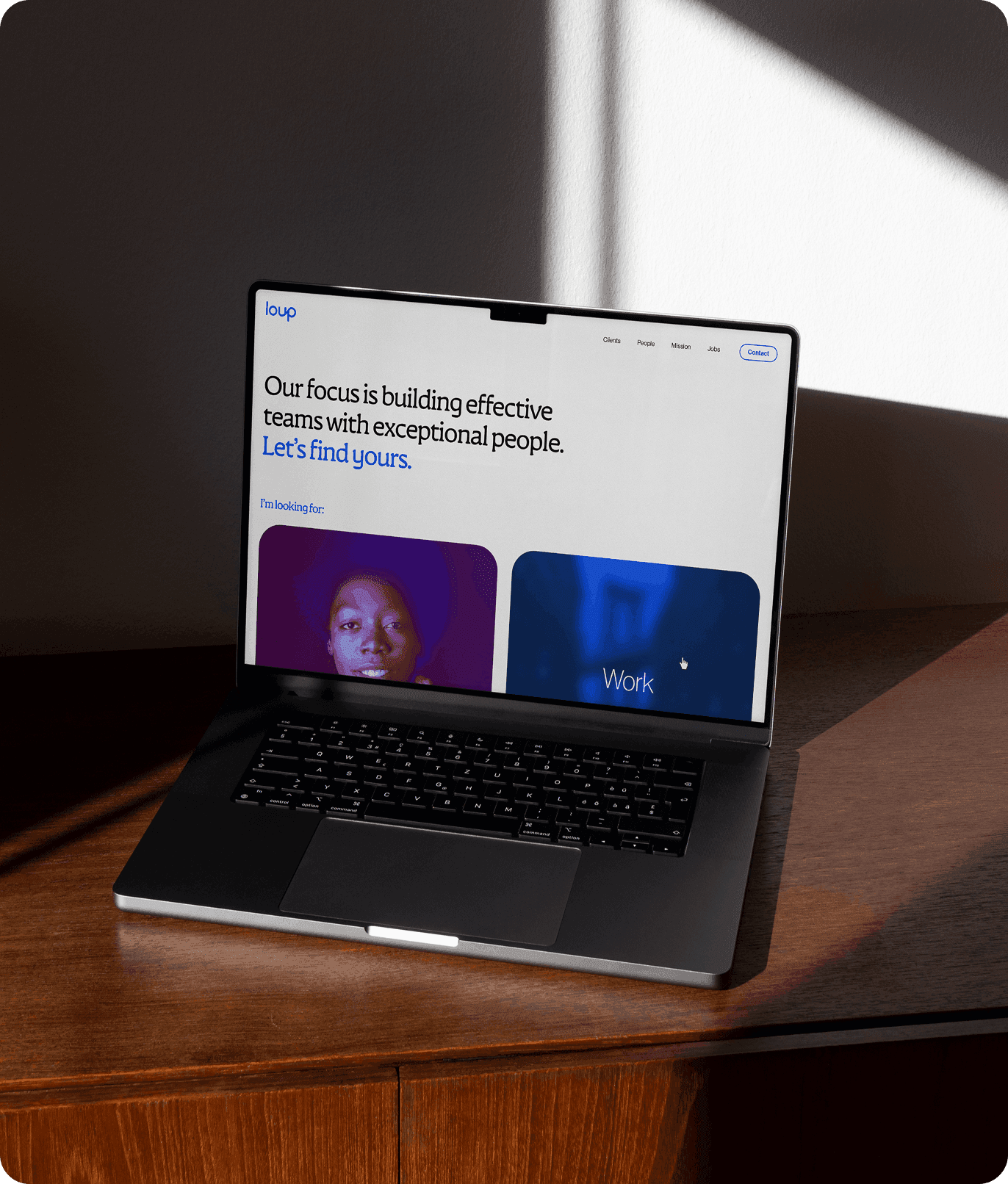 concept for loup website homepage