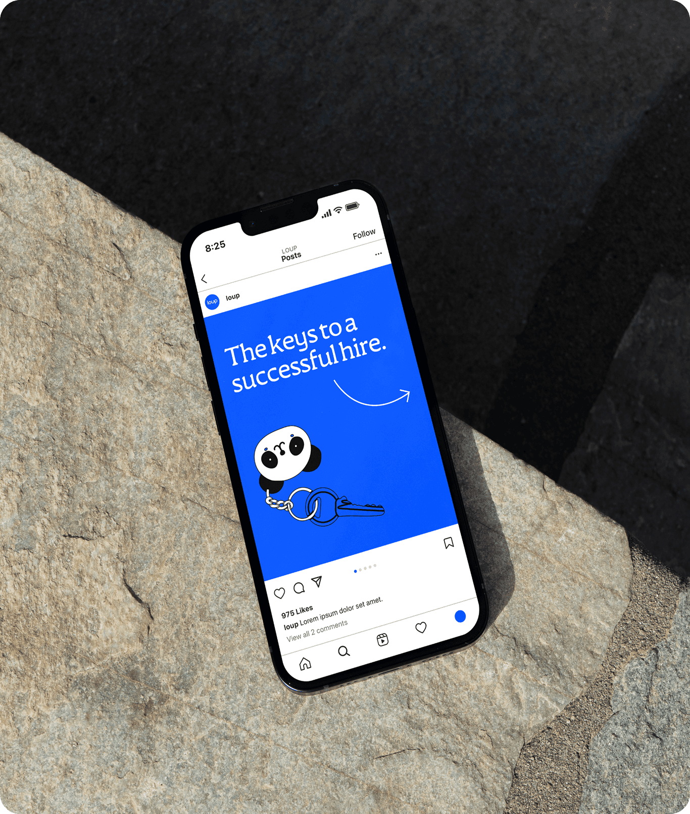 loup instagram post with text "keys to a successful hire" and an illustration of keys