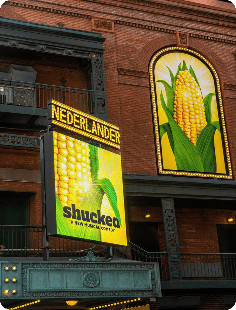 shucked signage at Nederlander theater